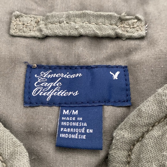 American Eagle Military Green Cotton Quilted Vest - Picture 3 of 5